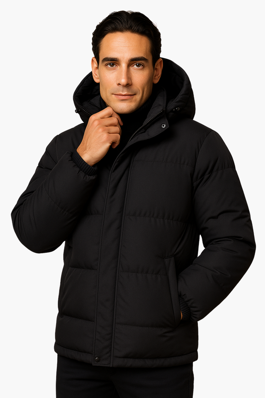 Aldemond Men’s Hooded Puffer Jacket – Quilted Design