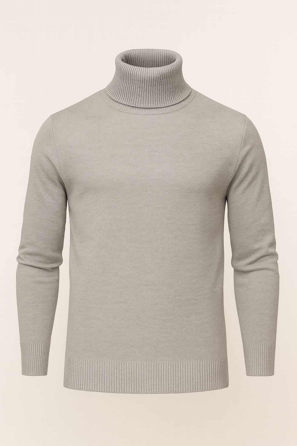 Aldemond Men’s Turtleneck Sweater – Rib Knit Wool Blend