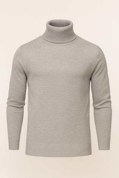 Aldemond Men’s Turtleneck Sweater – Rib Knit Wool Blend