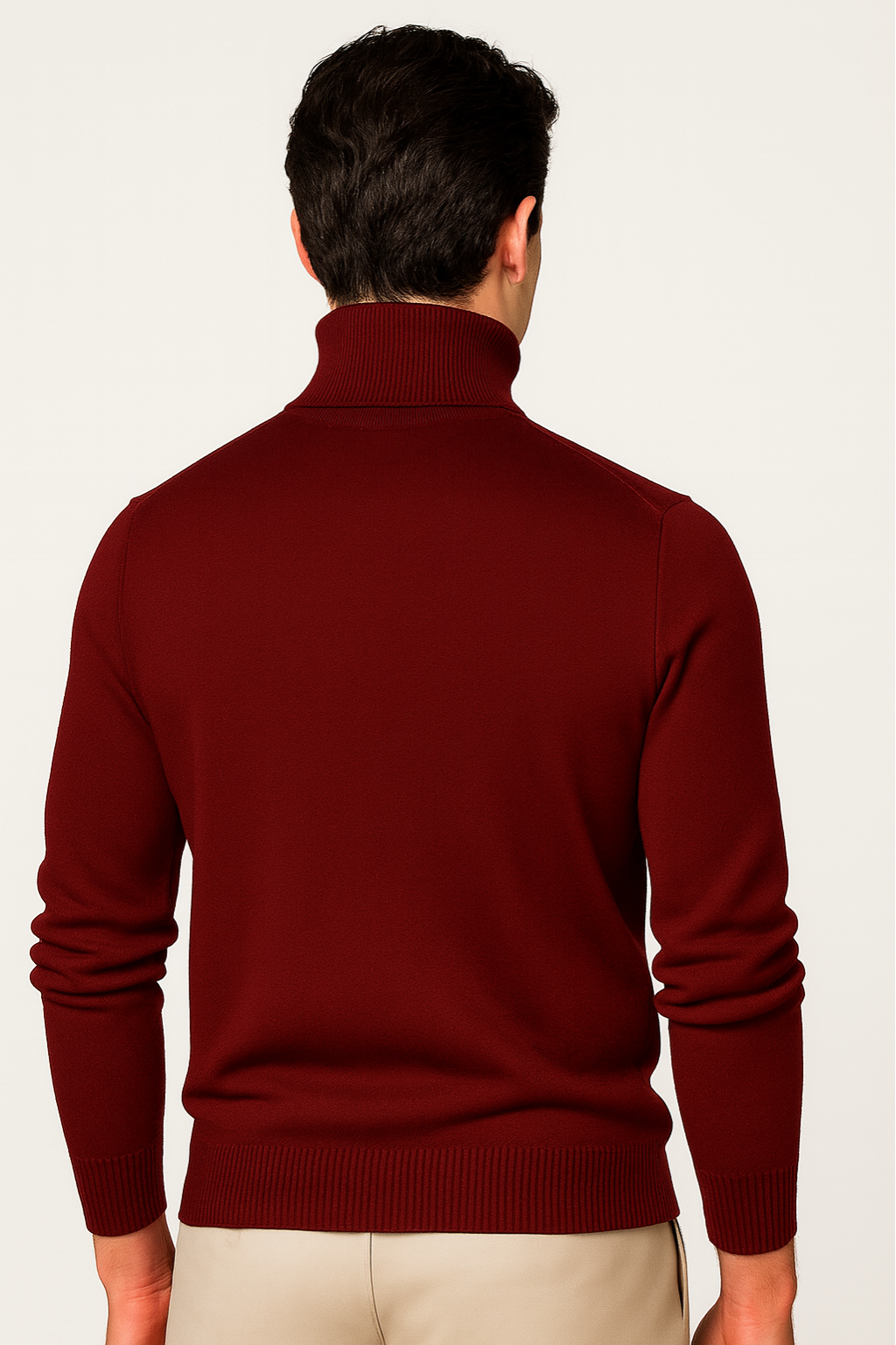 Aldemond Men’s Turtleneck Sweater – Rib Knit Wool Blend