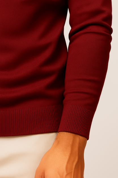 Aldemond Men’s Turtleneck Sweater – Rib Knit Wool Blend