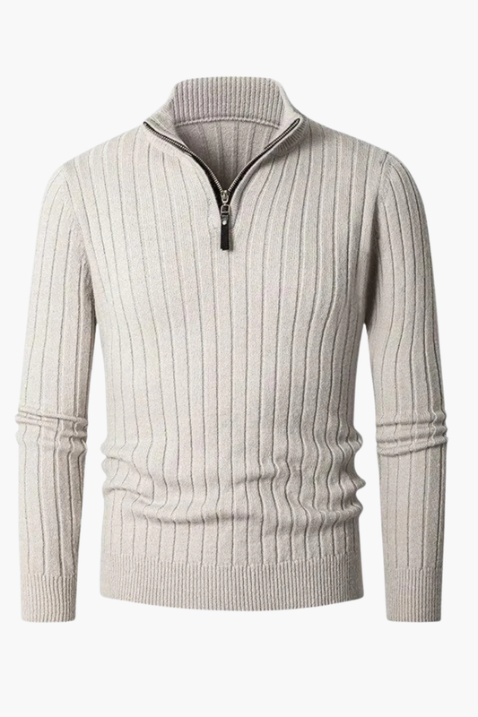 Aldemond Men’s Half-Zip High Collar Jumper – Cashmere Blend Knit