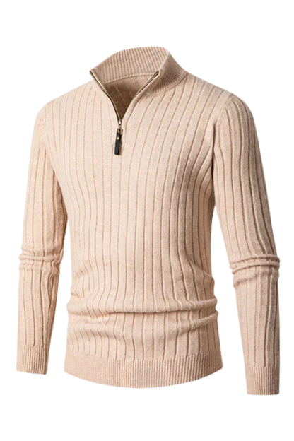 Aldemond Men’s Half-Zip High Collar Jumper – Cashmere Blend Knit