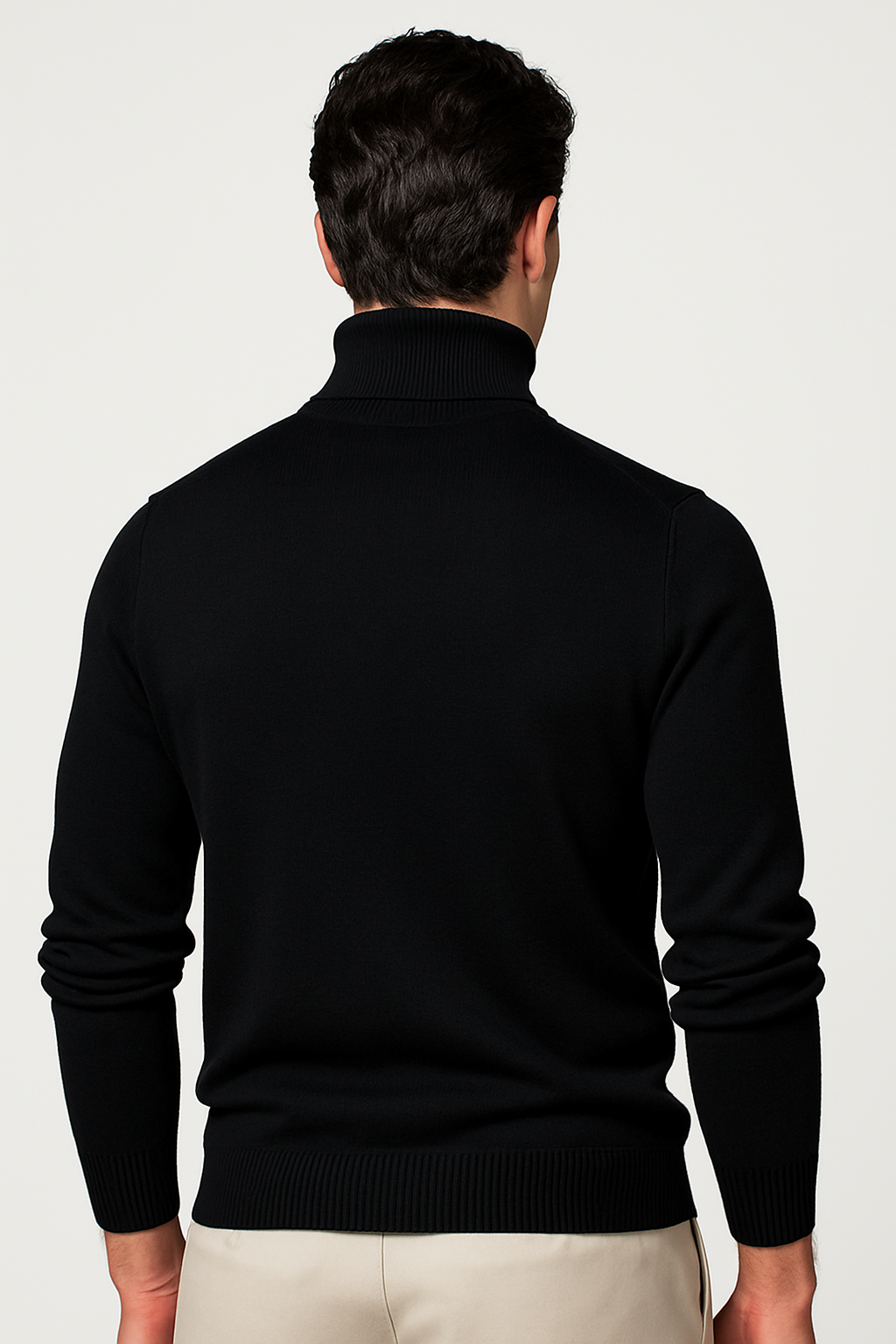 Aldemond Men’s Turtleneck Sweater – Rib Knit Wool Blend