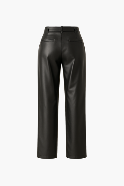 Aldemond Women’s High Waist Straight PU Leather Pants
