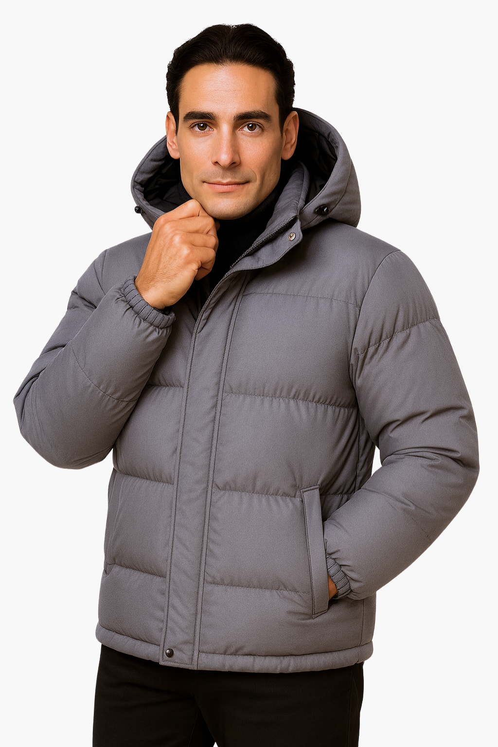 Aldemond Men’s Hooded Puffer Jacket – Quilted Design