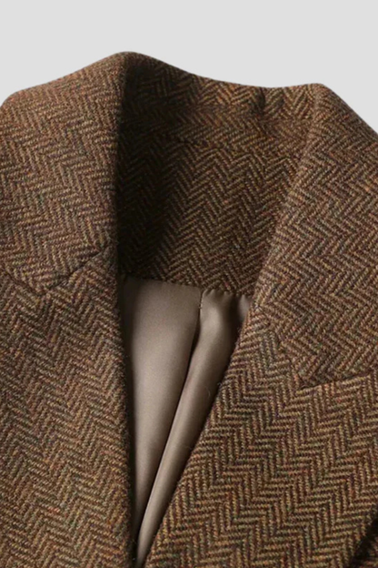 Aldemond Women’s Long Wool Blend Double-Breasted Blazer Coat with Belt