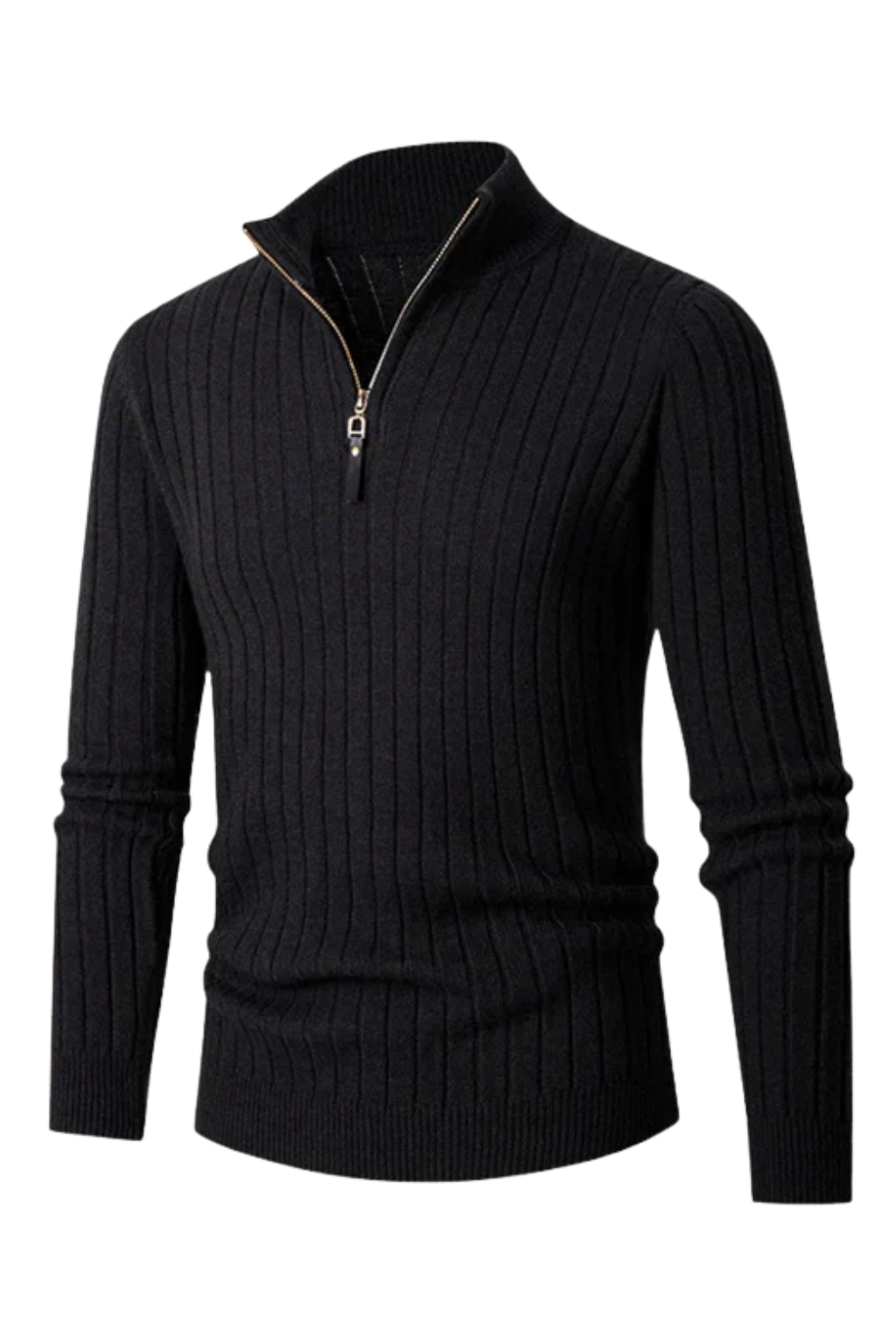 Aldemond Men’s Half-Zip High Collar Jumper – Cashmere Blend Knit