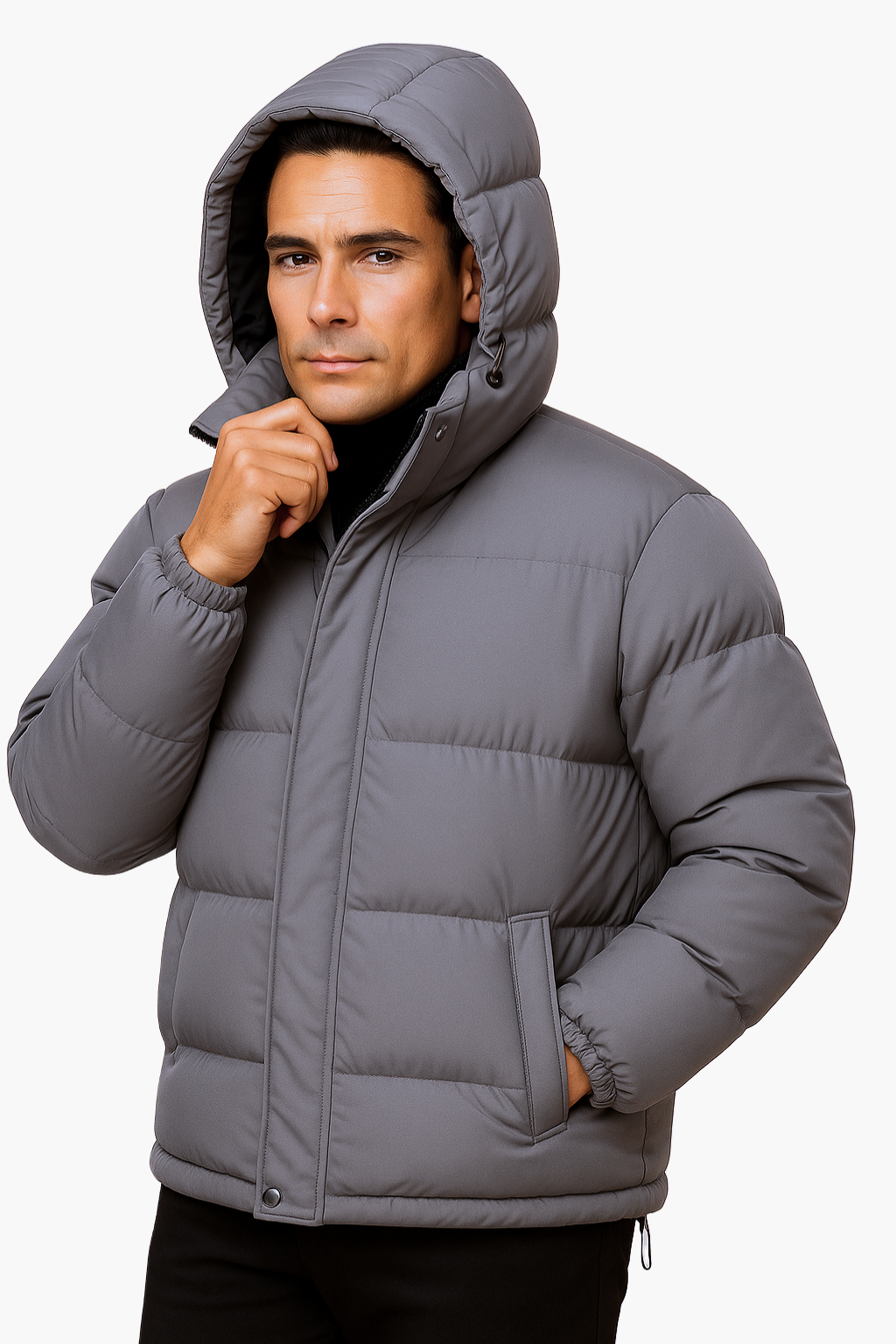 Aldemond Men’s Hooded Puffer Jacket – Quilted Design