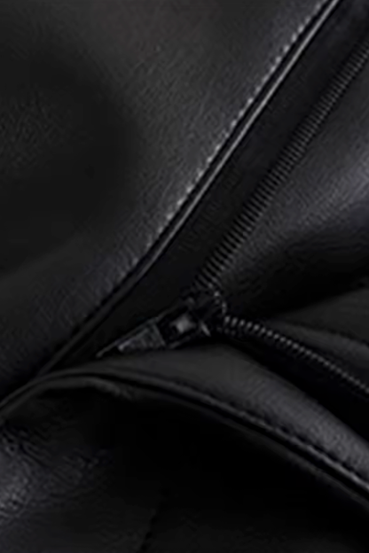 Aldemond Women’s High Waist Straight PU Leather Pants