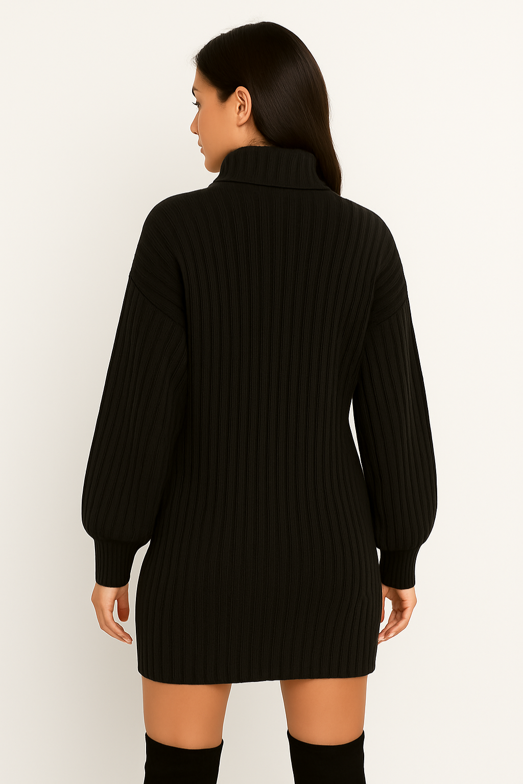 Aldemond Women’s Ribbed Knit Turtleneck Sweater Dress