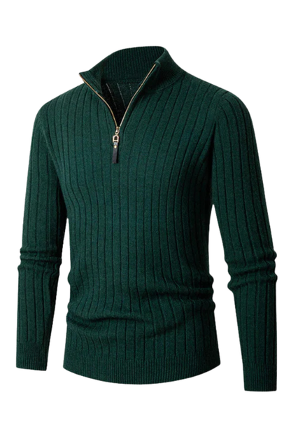 Aldemond Men’s Half-Zip High Collar Jumper – Cashmere Blend Knit