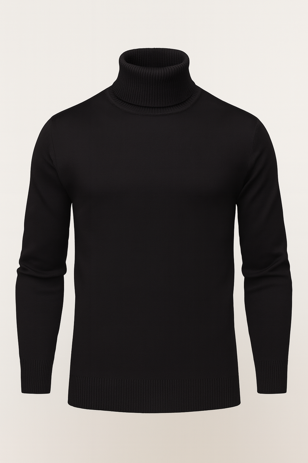 Aldemond Men’s Turtleneck Sweater – Rib Knit Wool Blend
