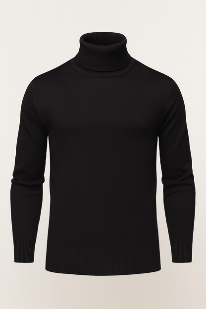 Aldemond Men’s Turtleneck Sweater – Rib Knit Wool Blend
