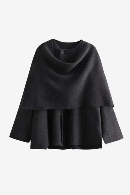 Aldemond Women’s Wool Blend Open Front Coat with Scarf Collar