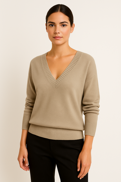 Aldemond Women’s V-Neck Knitted Sweater