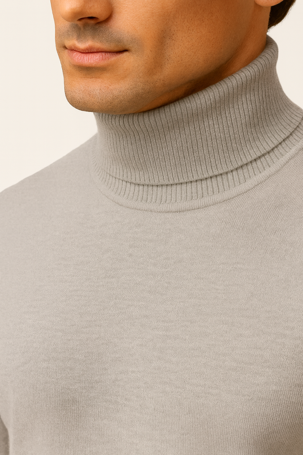 Aldemond Men’s Turtleneck Sweater – Rib Knit Wool Blend
